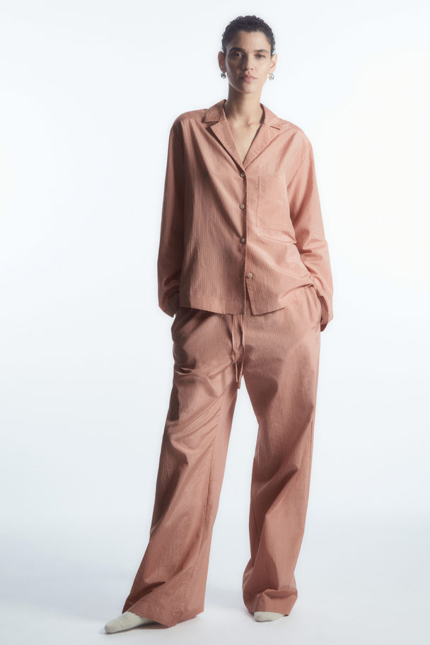 COS Striped Silk-blend Pyjama Trousers Pink
