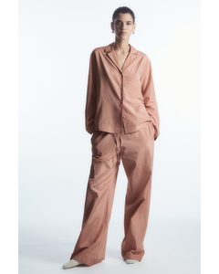 Striped Silk-blend Pyjama Trousers Pink