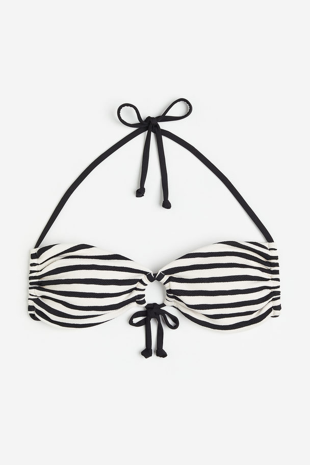 H&M Vattert Bikinitopp Hvit/sort Stripet