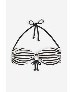 Padded Bikini Top White/black Striped