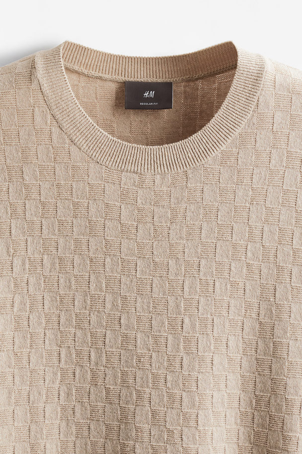 H&M Regular Fit Strukturmønstret T-shirt Beige