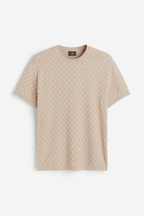 H&M Regular Fit Strukturmønstret T-shirt Beige