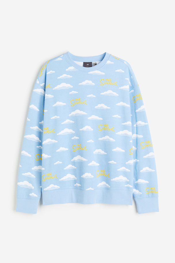 H&M Sweatshirt in Loose Fit Hellblau/Die Simpsons
