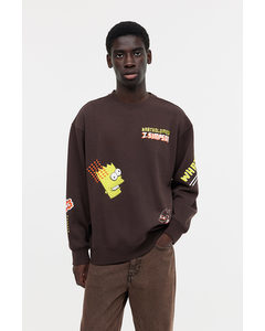 Sweatshirt in Loose Fit Dunkelbraun/Die Simpsons