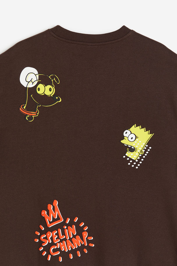 H&M Sweater - Loose Fit Donkerbruin/the Simpsons