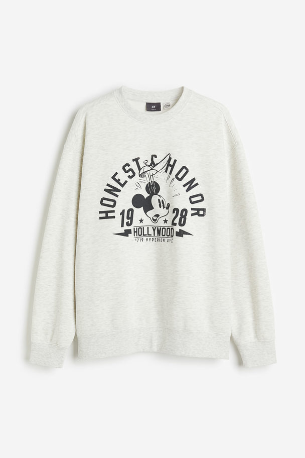 H&M Sweater - Loose Fit Grijs Gemêleerd/mickey Mouse