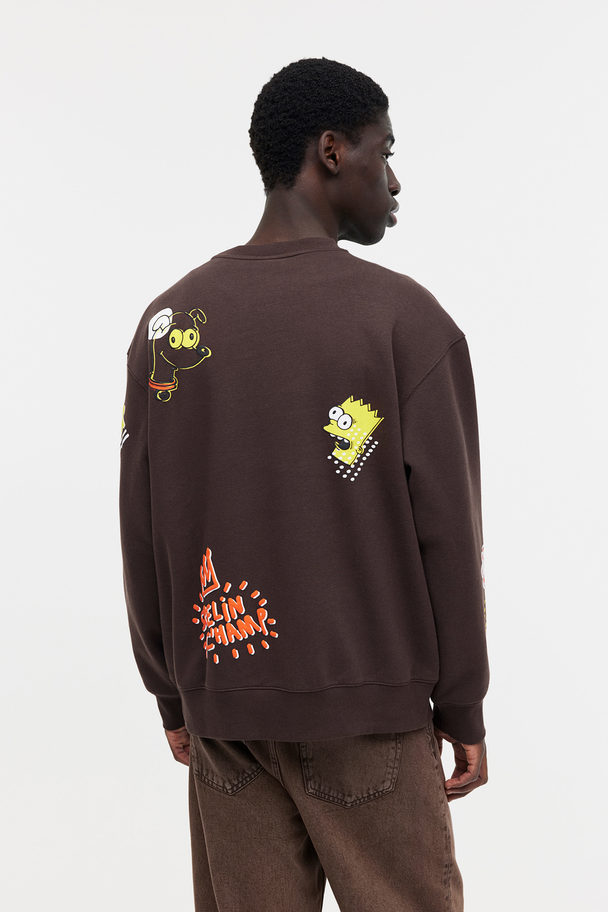 H&M Sweater - Loose Fit Donkerbruin/the Simpsons