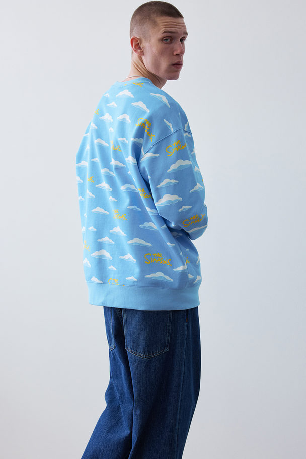 H&M Loose Fit Sweatshirt Light Blue/the Simpsons