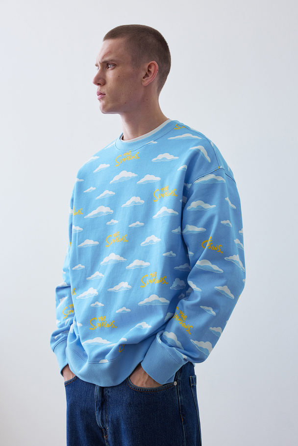 H&M Sweater - Loose Fit Lichtblauw/the Simpsons