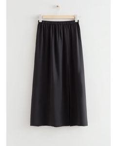 Silk Midi Skirt Black