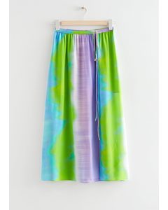 Silk Midi Skirt Green/lilac/blue