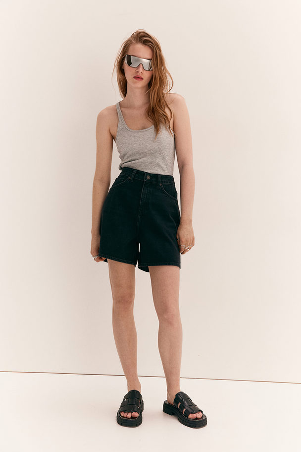 H&M Mom High Shorts I Denim Sort