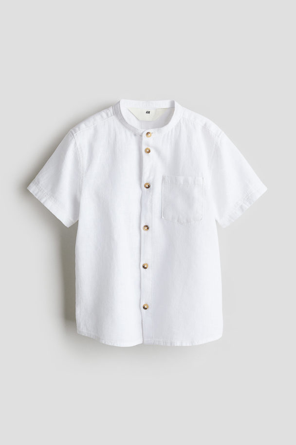 H&M Kinaskjorte I Hørblanding Hvid