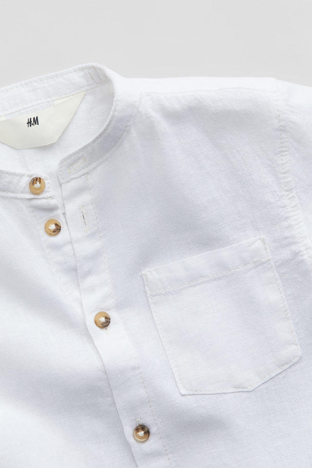 H&M Kinaskjorte I Hørblanding Hvid