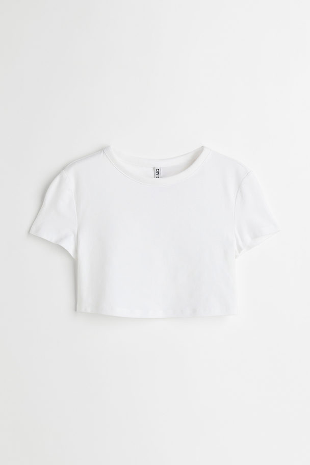 H&M Kurzshirt aus Baumwolle Weiß
