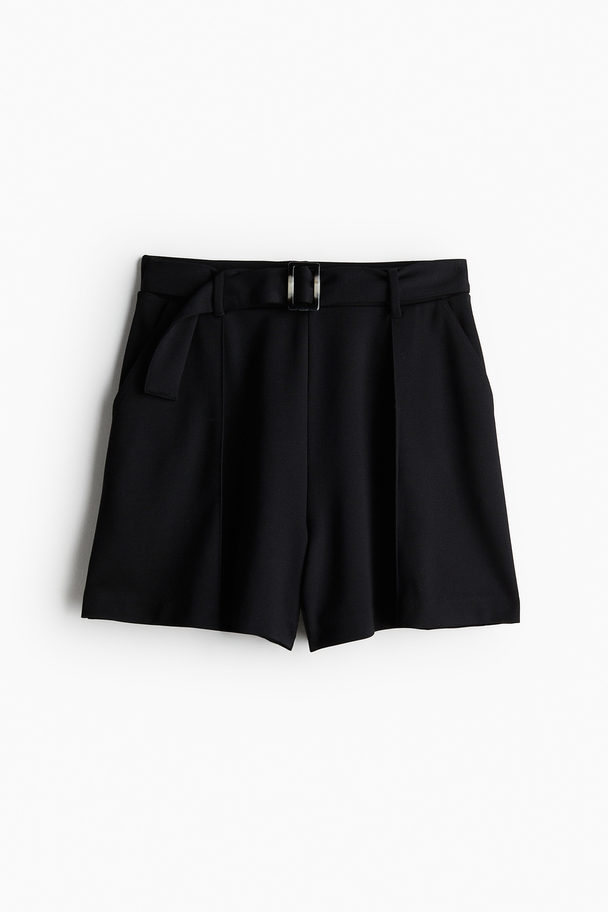 H&M Pull-on Short Met Ceintuur Zwart