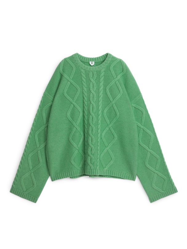 ARKET Cable-knit Wool Jumper Green