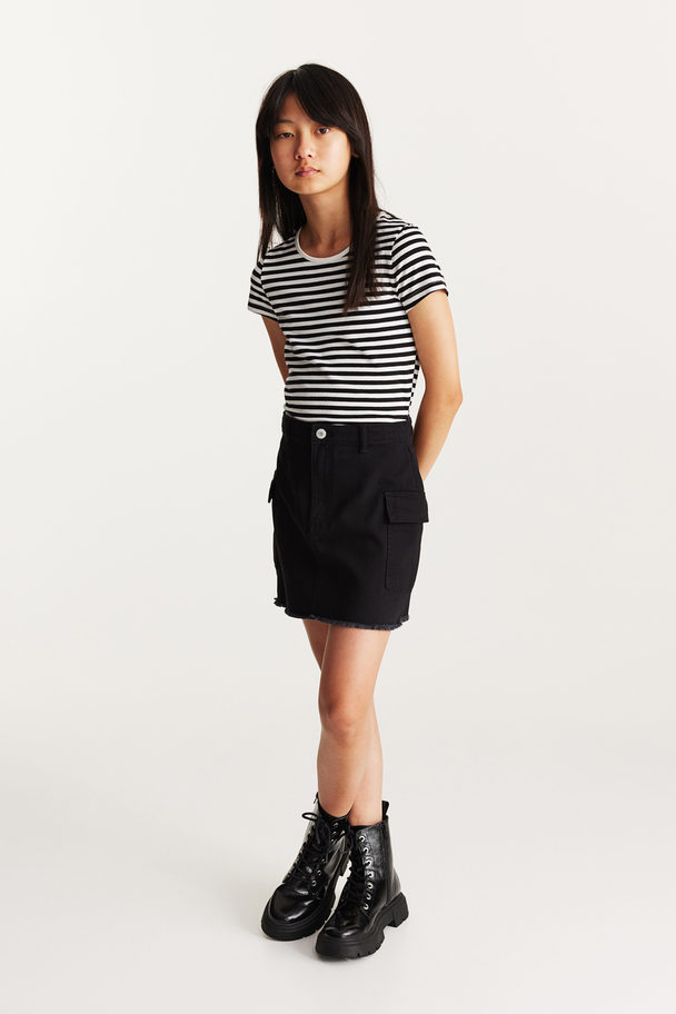 H&M T-shirt Black/white Striped
