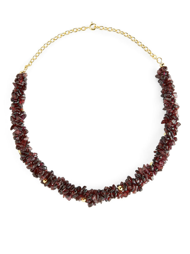 ARKET Gemstone Necklace Burgundy/gold