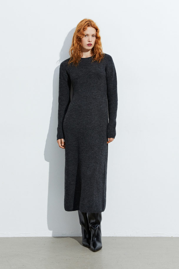 H&M Rib-knit Dress Dark Grey