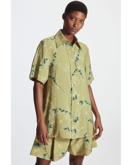 COS Relaxed-fit Printed Shirt Khaki