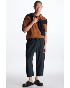 Cropped Cargo Trousers Navy