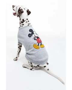 Hundepullover mit Stickerei Graumeliert/Micky Maus
