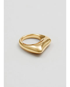 Grove Asymmetrische Ring Goudkleurig