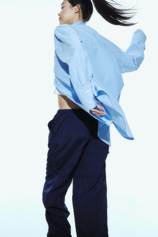 H&M Nylon Parachute Trousers Navy Blue