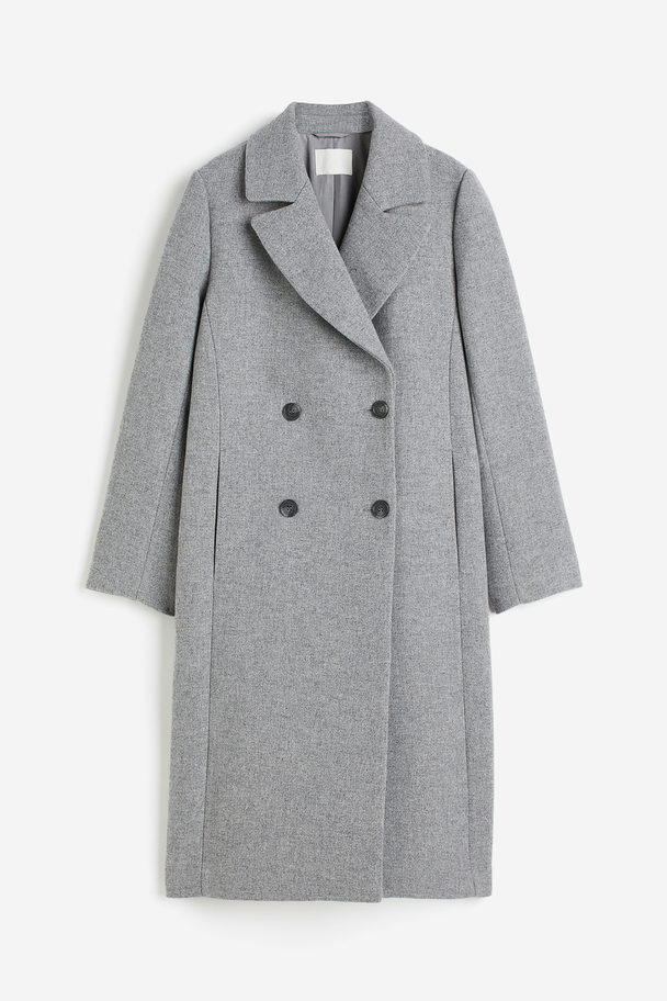 H&M Double-breasted Coat Grey Marl