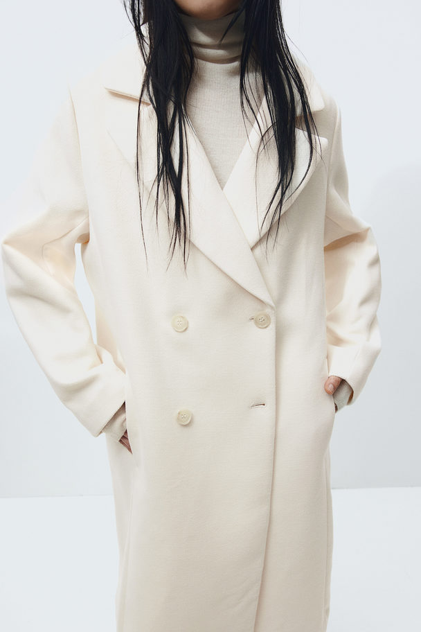 H&M Double-breasted Coat Cream