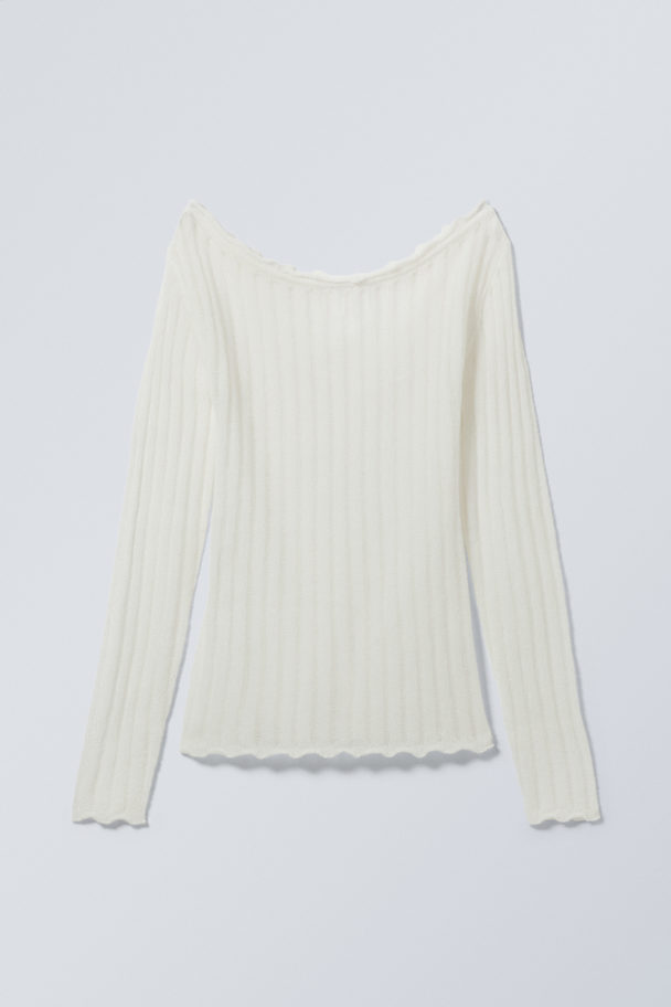 Weekday Knitted Off Shoulder Sweater White