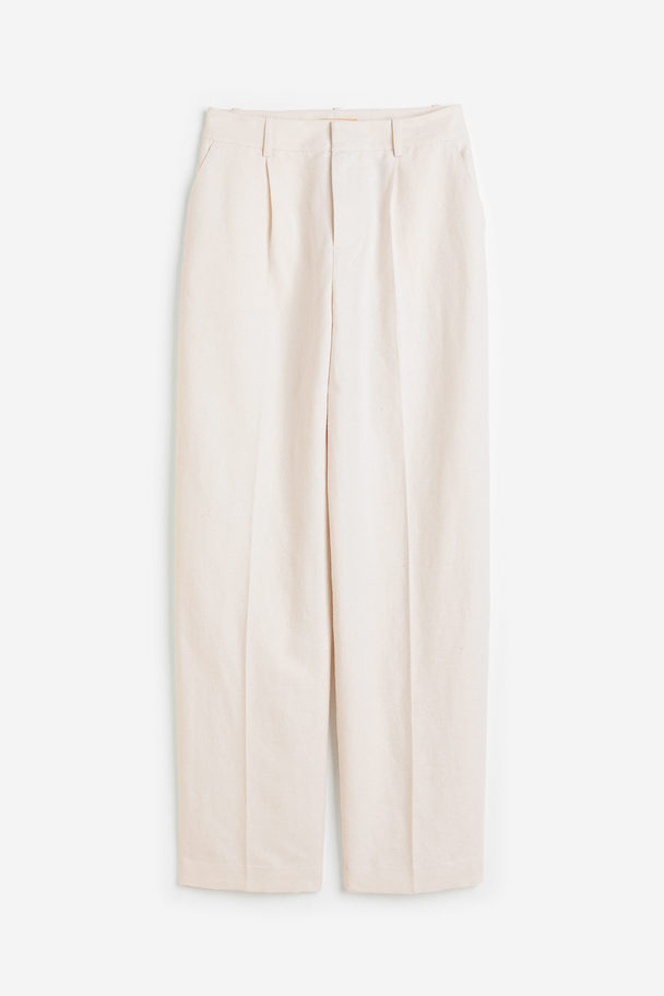 H&M Silk-blend Trousers White
