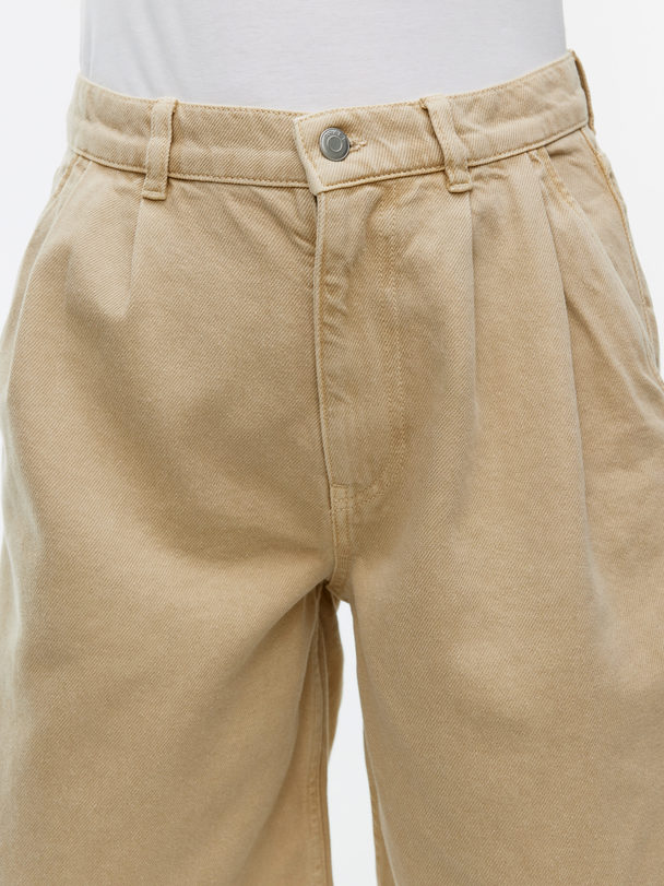 ARKET Pleat-detail Shorts Beige/overdye