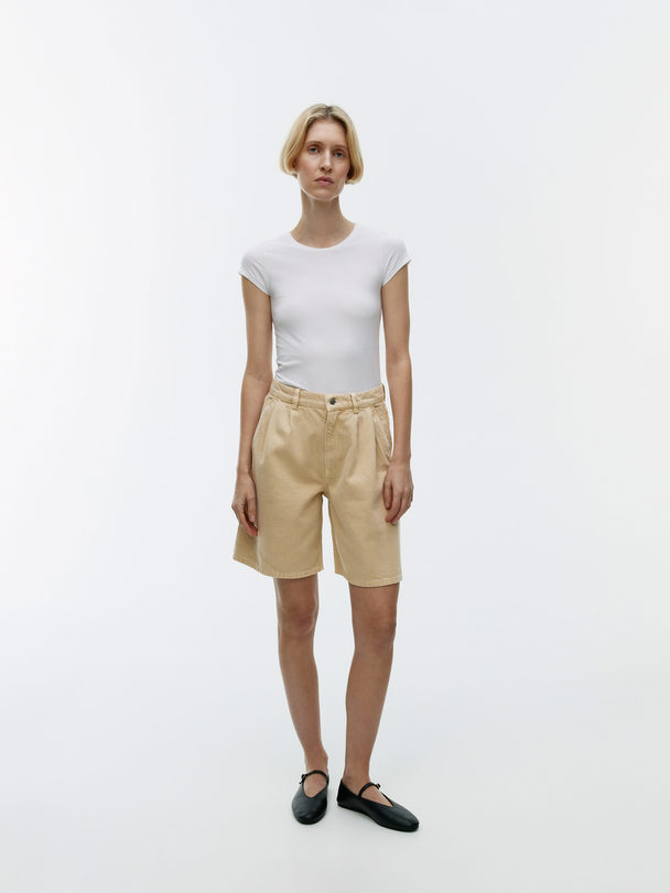 ARKET Pleat-detail Shorts Beige/overdye