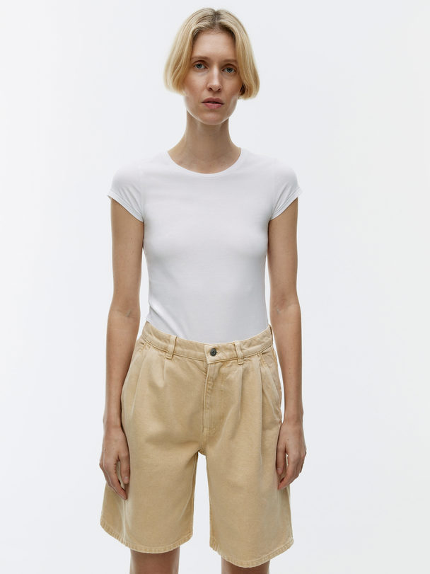 ARKET Pleat-detail Shorts Beige/overdye