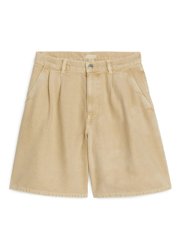 ARKET Pleat-detail Shorts Beige/overdye