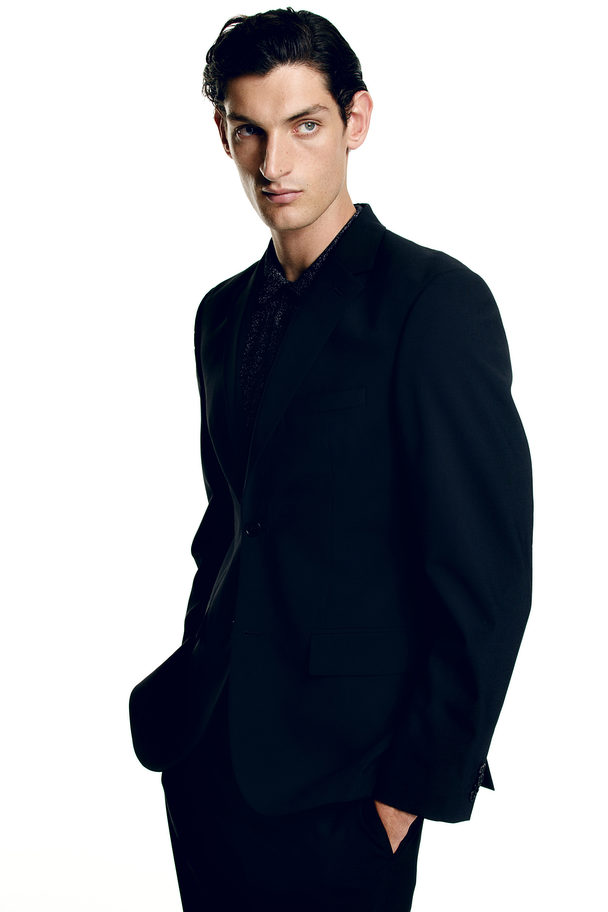 H&M Slim Fit Wool-blend Jacket Black