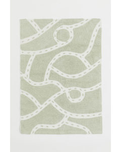 Tufted Cotton Rug Light Green/patterned