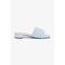 Woven Faux Leather Mules Light Blue