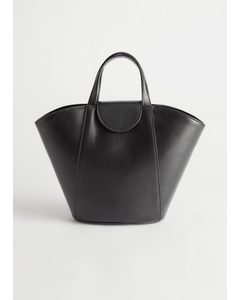 Small Leather Tote Bag Black