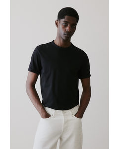 Katoenen T-shirt - Slim Fit Zwart