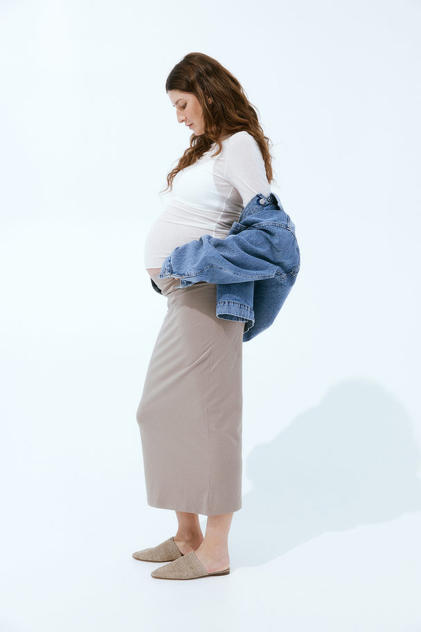H&M Mama Cotton Jersey Skirt Beige