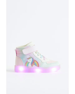 Blinkende Sneaker Helllila/Einhorn