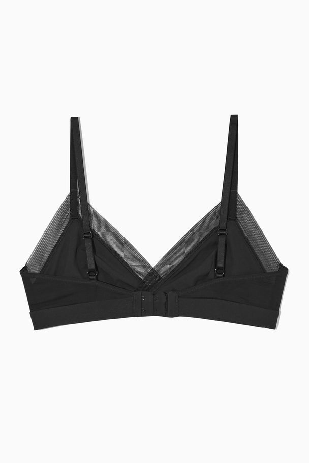 COS Mesh-trimmed Soft-cup Triangle Bra Black