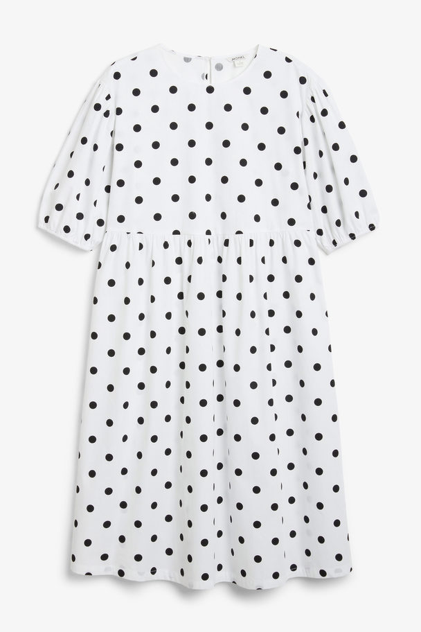 Monki Cotton Midi Dress Black And White Dots
