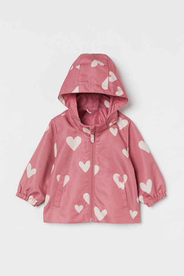 H&M Water-repellent Jacket Pink/hearts