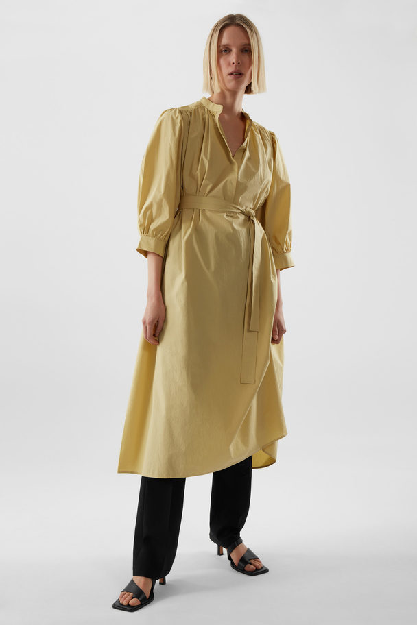COS Puff-sleeve Belted Dress Yellow