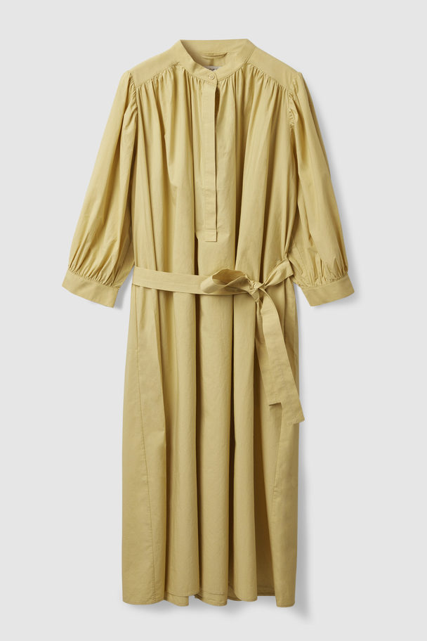 COS Puff-sleeve Belted Dress Yellow
