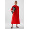 Puff-sleeve Belted Dress Red